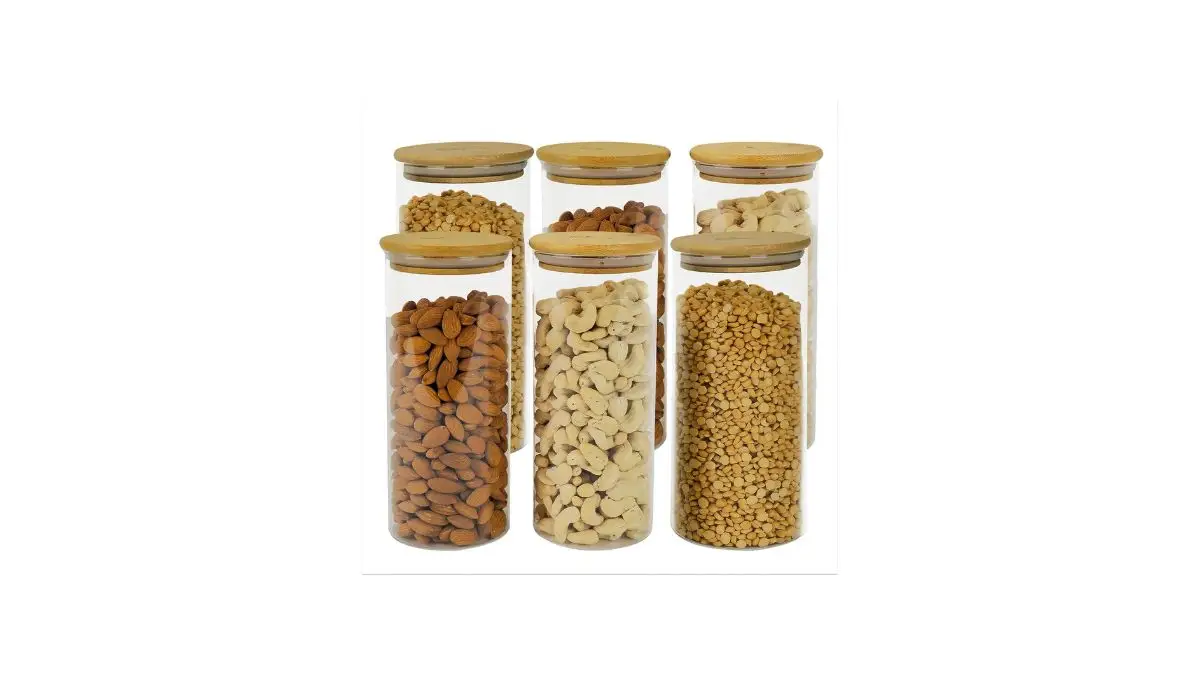 Glass Jars for Kitchen Storage Amazon – Airtight Bamboo Lid Set