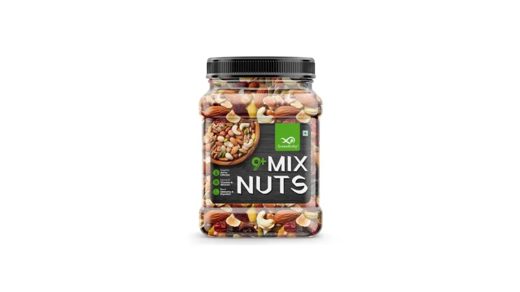 Greenfinity Nut Mix 500g Healthy Dry Fruits Jar for Daily Nutrition