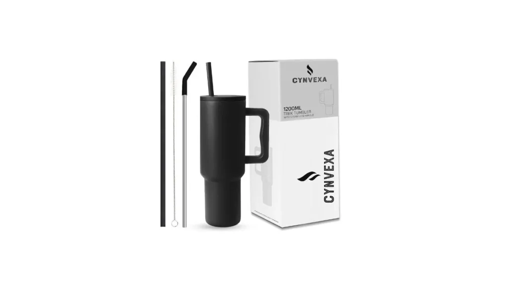 Stainless Steel Tumbler for Water Bottle with Straw Lid 1200ML Black