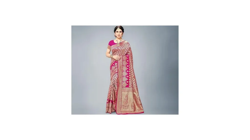 Yashika Banarasi Kanjivaram Navy Saree for Women Weddings Under 500