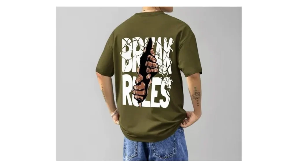 Baggy Hip Hop T Shirt for Men with Trendy Graphic Print
