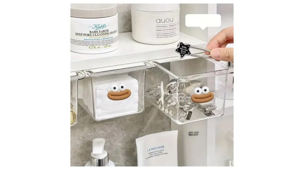 Best Mini Storage Box with Drawer Transparent Cartoon Organizer Pack 2